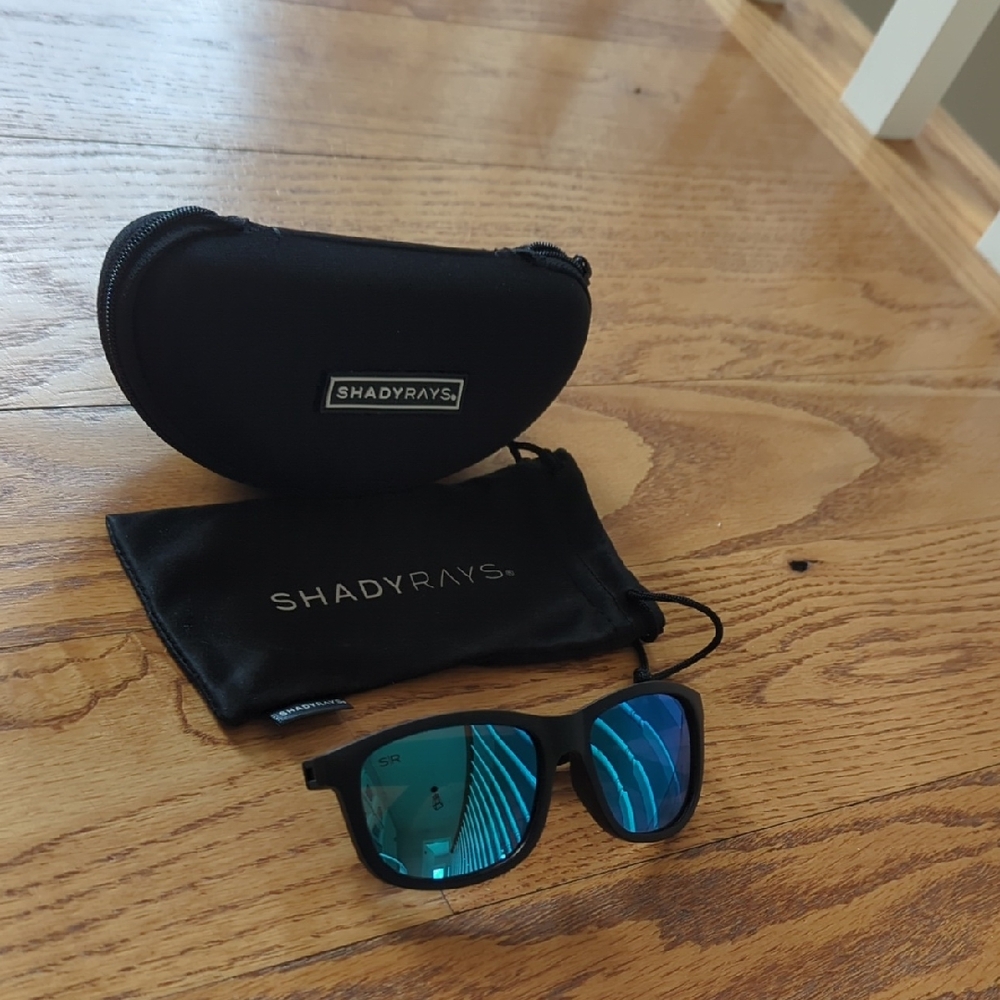 Shadyrays Kids Black Frame Sunglasses with Blue Mirrored Polarized Lenses
